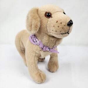 American Girl Doll Pet Sandy Golden Retriever Lab Posable Dog w/ Purple Bandana